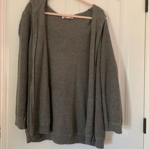 Roamans grey crochet womens hooded cardigan